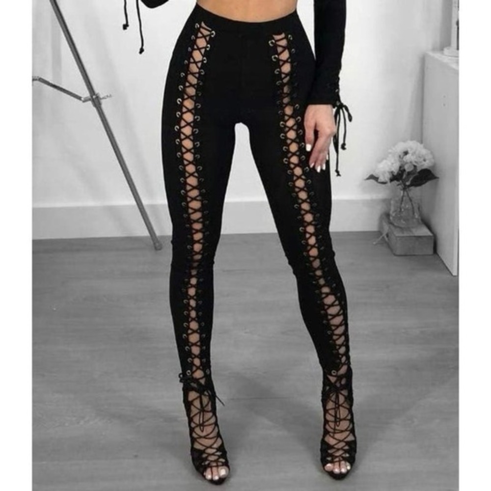 Hot & Delicious Women’s Side Tie Up‎ Leggings Black size M